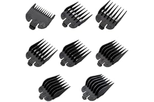 Universal Clipper Guards Comb Set, 8 Pcs Kinds of Sizes of Professional Hair Clipper Card Comb Fitting Replacement (Black)