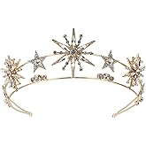 Minkissy Rhinestone Star Crown - Bridal Wedding Tiara Crowns Crystal Headband Golden