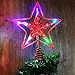 Blissun 12-Inch Red Star Treetop, 15 Multi-Color Light Christmas Tree Topper, Twinkle Star Treetop Christmas Decoration