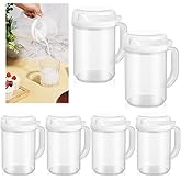 6 Pack Early Learning Kids Easy Pour Mini Pitchers 20 Oz Clear Plastic Pitcher with Lid and Handle Child Mini Easy Pour Bottles for Water Milk Tea Classroom Nursery Home