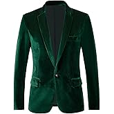 RONGKAI Mens Velvet Blazer Slim Fit Fashion Suit Jacket for Wedding Prom Dinner Party