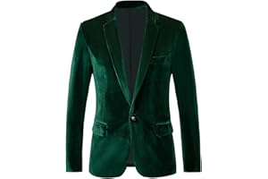 RONGKAI Mens Velvet Blazer Slim Fit Fashion Suit Jacket for Wedding Prom Dinner Party