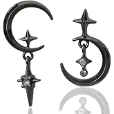 Moon & Star Stud Earrings - Asymmetric Black Gothic Earrings For Women, Y2K Punk Jewelry Gift