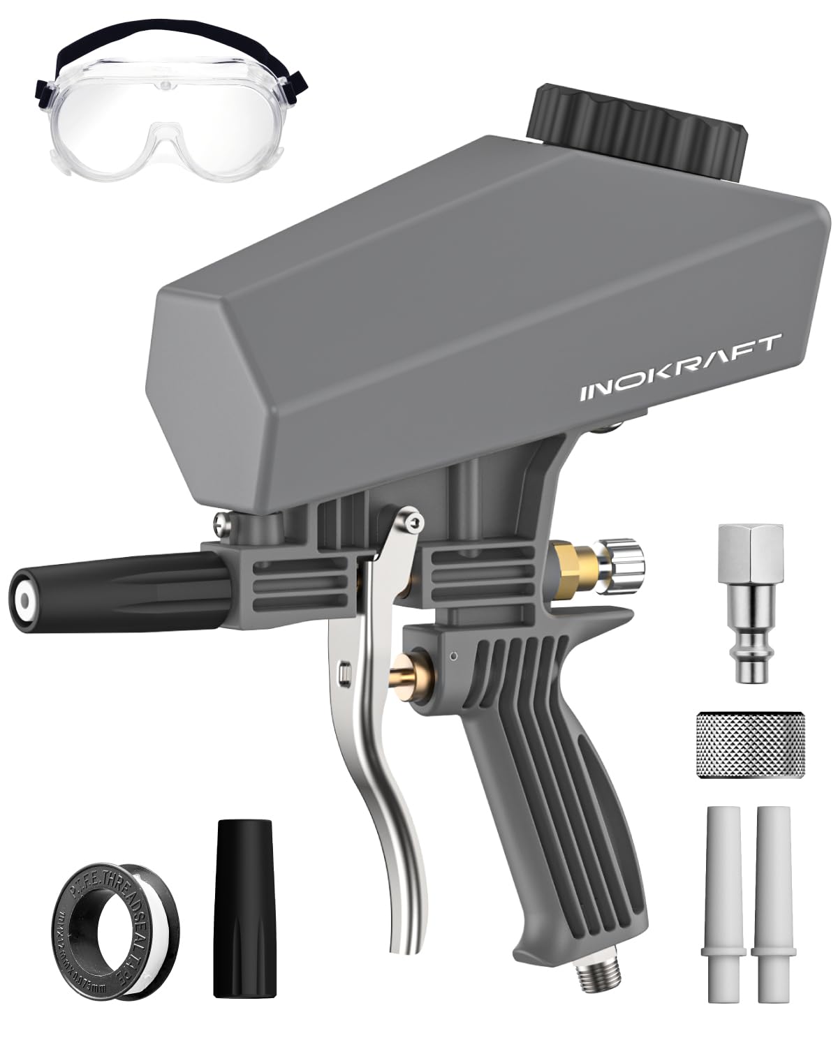 Photo 1 of Inokraft Leak-Proof Portable Sand Blaster Gun Kit for 60-120 PSI Air Compressor, Mini Sandblaster for Rust & Paint Removal, Compatible with Aluminum Oxide, Sand & Soda, Perfect for Small Project