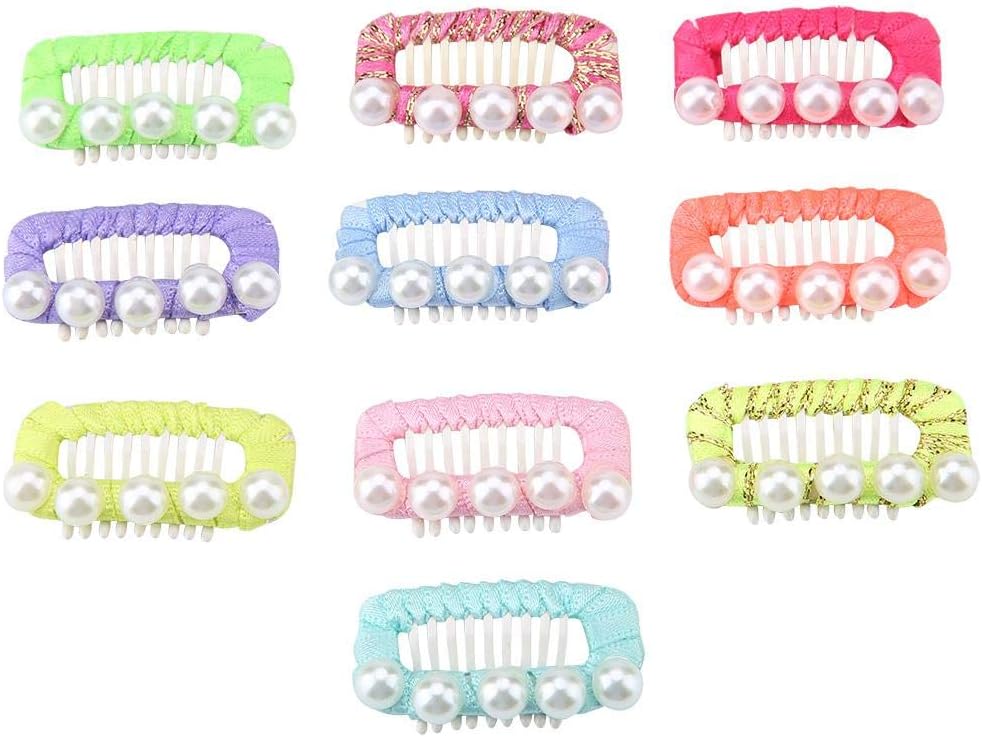 Pssopp 10Pcs Shiny Faux Pearl Dog and Cat Hair Clips Bows Cute Pet Hair Accessories for Grooming Headwear Headdress