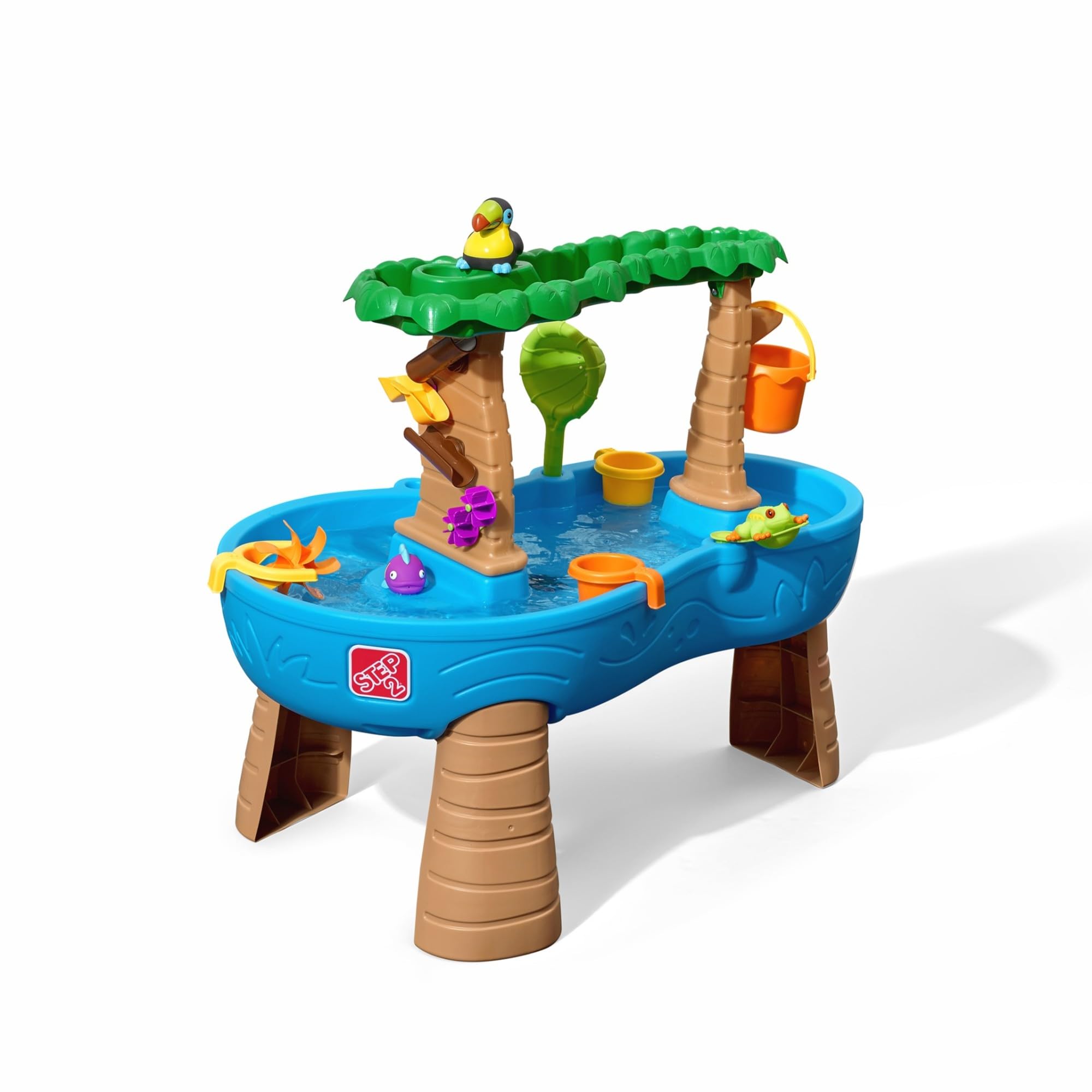 Photo 1 of Step2 Tropical Rainforest Kids Water Tables, Outdoor Toddler Activity Table, Ages 1.5+ Years Old, 13 Piece Water Toy Accessories, Blue & Green
