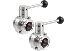 HAKZEON 2 Pack Tri-Clamp Sanitary Butterfly Valve, 1.5 Inch Tube OD Stainless Steel 304 Tri-Clamp Clover with Pull Handle