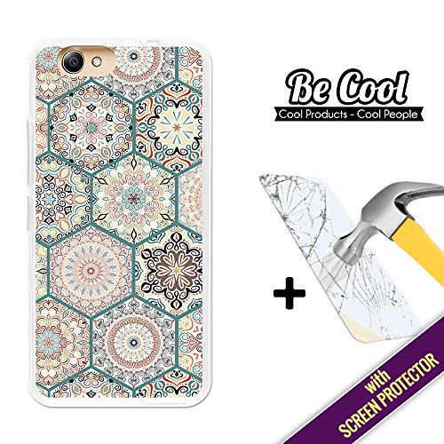 Innjoo Halo 2 LTE Cover Gel Flexible, [ +1 Tempered Glass Screen Protector ], TPU BeCool Case made of Silicone, protects your Smartphone, with our exclusive designs - Rose windows mosaic.