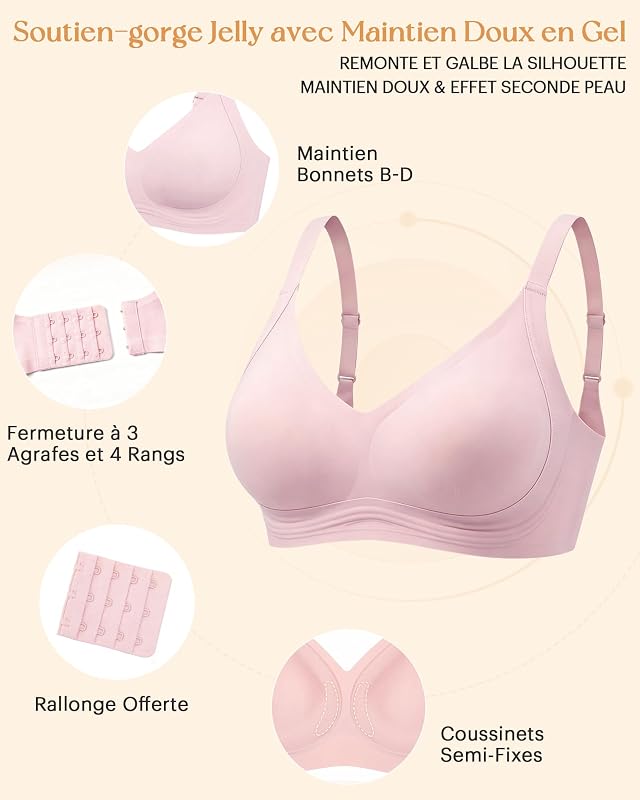 Soutien-Gorge sans Armature sans Couture avec Coussinets Rose L