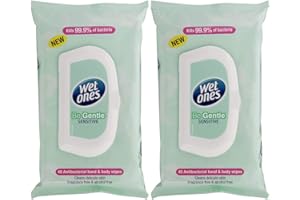 TABOOM Wet Ones Wipes, On The Go, Original, 40 Wipes with Lid for Freshness, Pack of 2 (Gentle)