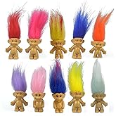 10pcs 3" Mini Troll Doll, Assorted Hair Colors Vintage Lucky Troll Dolls | For Kids Goodie Bag Fillers、Pinata Stuffers、Party Favor、School Progect、Classroom Prizes&amp;Cake Toppers
