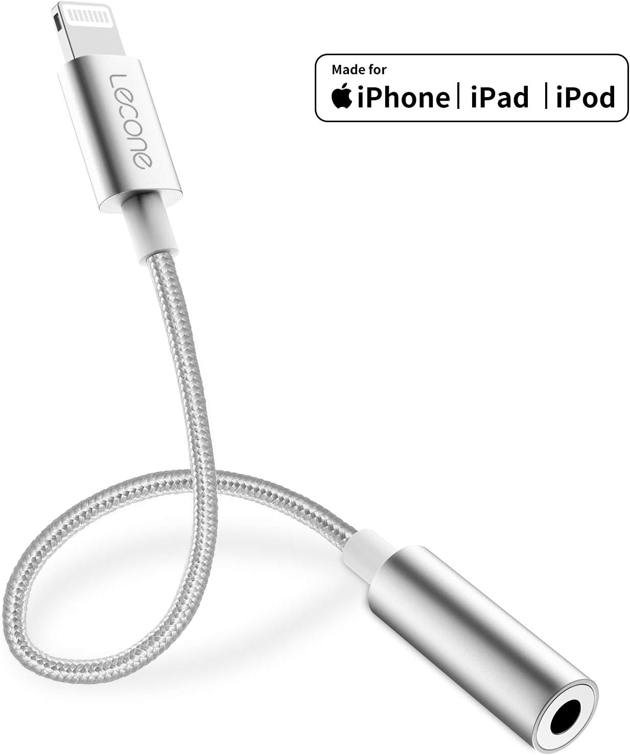 Lecone [Apple MFi Certified] Lightning to 3.5 mm Headphone Jack Adapter Charger Cable Compatible iPhone 7/7 Plus/8/8 Plus/Xs/XR/X/11 with Mic & Remote Music Control & Calling Support All iOS