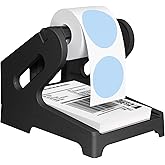 Hoorola Label Holder for Rolls and Fan-Fold Labels, Thermal Sticker Roll Holder for Desktop, Label Stand Shipping Supplies for Home Office(Black)