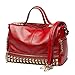 Mn&Sue Punk Slouchy Soft PU Leather Red Purse Women Handbags Top Handle Satchel Crossbody Bags