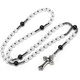Pearl Rosary,Pearl Cross Necklace for Women,Artificial Pearl Necklace,Rosarios Catolicos,Long Cross Rosary Necklace