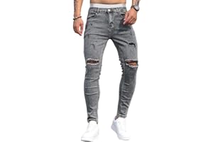 HUNGSON Mens Ripped Skinny Jeans Slim Fit Stretch Pants for Men