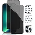 Pehael [2+2 Pack] iPhone 13 Pro Privacy Screen Protector with Camera Lens Protector Full Coverage AntiSpy Tempered Glass Film 9H Hardness Upgrade Edge Protection Easy Installation Bubble Free [6.1