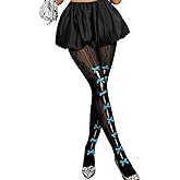 ShawGobow Bow Tights For Women,Sheer Floral Lace Sexy Stockings,Cute Bows Stocking Valentines Date Night Christmas