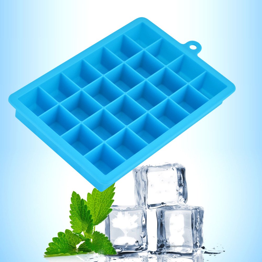 Ice Cube Trays,Guardians 24 Cube Food Grade Silicone Ice Tray Molds Easy Release Ice Jelly Pudding Maker Mold (Sky Blue-2 Pack)