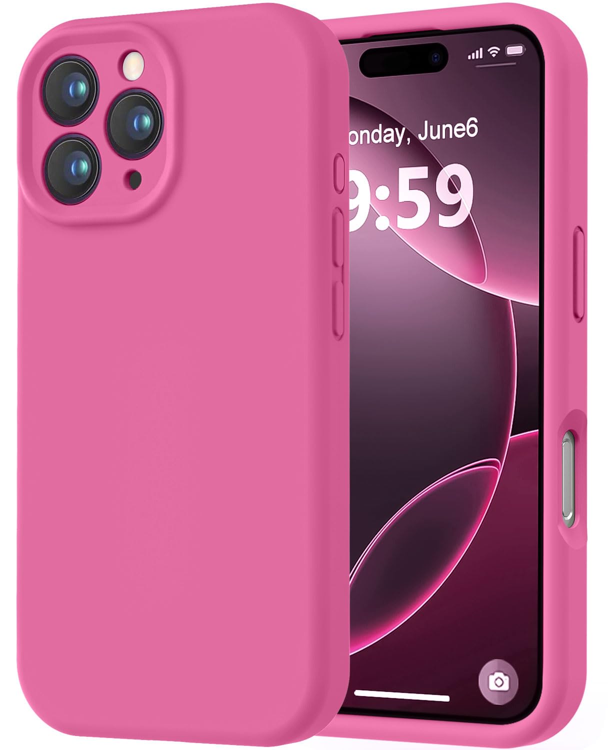 Photo 1 of LOVE 3000 Designed for iPhone 16 Pro Max Case, Premium Silicone with [Soft Anti-Scratch Microfiber Lining] Shockproof Protective Phone Case for Men Women Girls 6.9", Pitaya