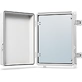 QILIPSU Waterproof Junction Box IP67 Outdoor Plastic Electrical Project Enclosure Weatherproof with Inner Door, Mounting Plate, Wall Brackets, Hinged Grey Cover 14.6"x10.6"x5.9" -D