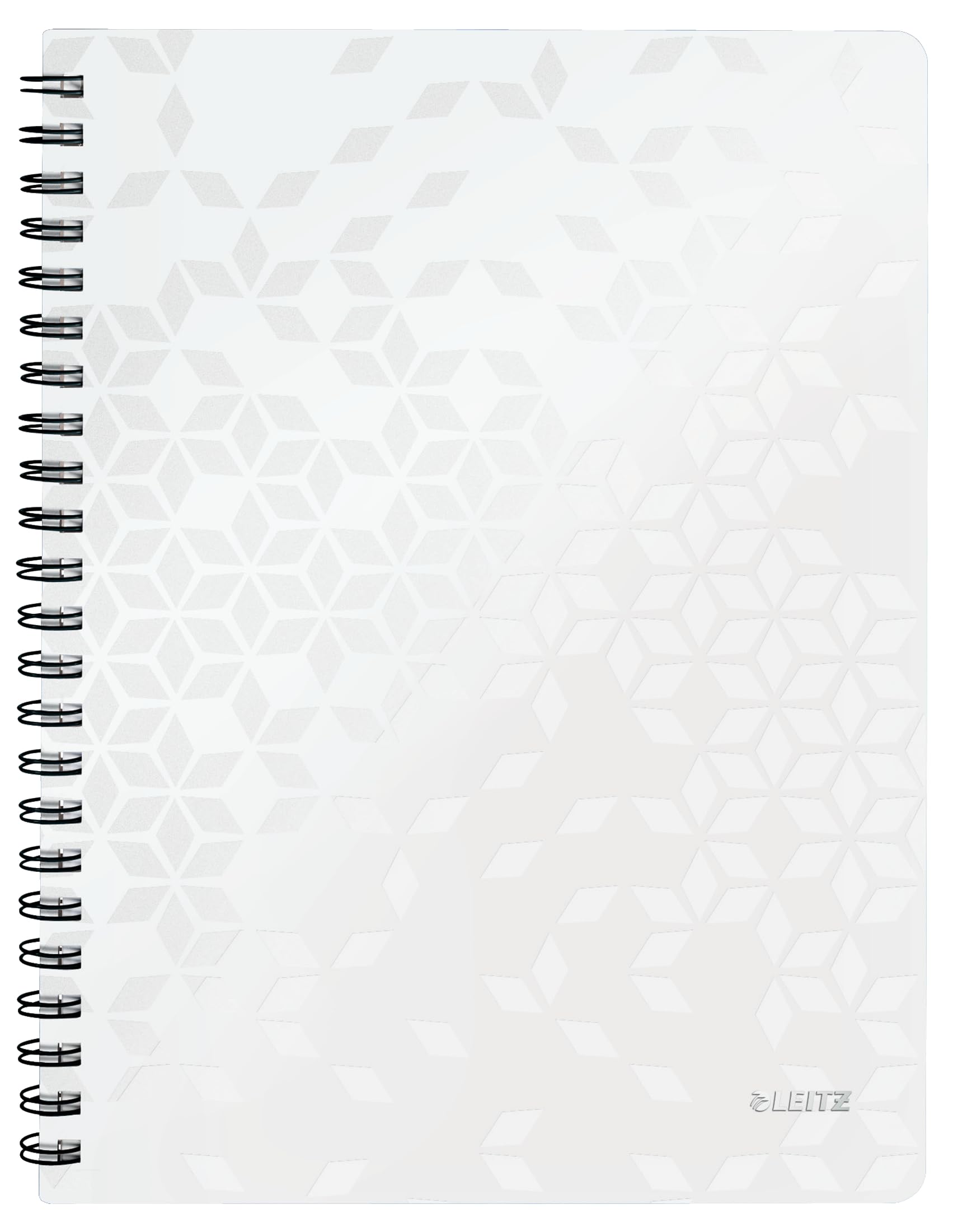 Leitz A4 Flexible Cover Notebook, White Wire Bound, 80 Sheets, Ruled, 80 gsm Ivory Paper, Wow Get Organised Range