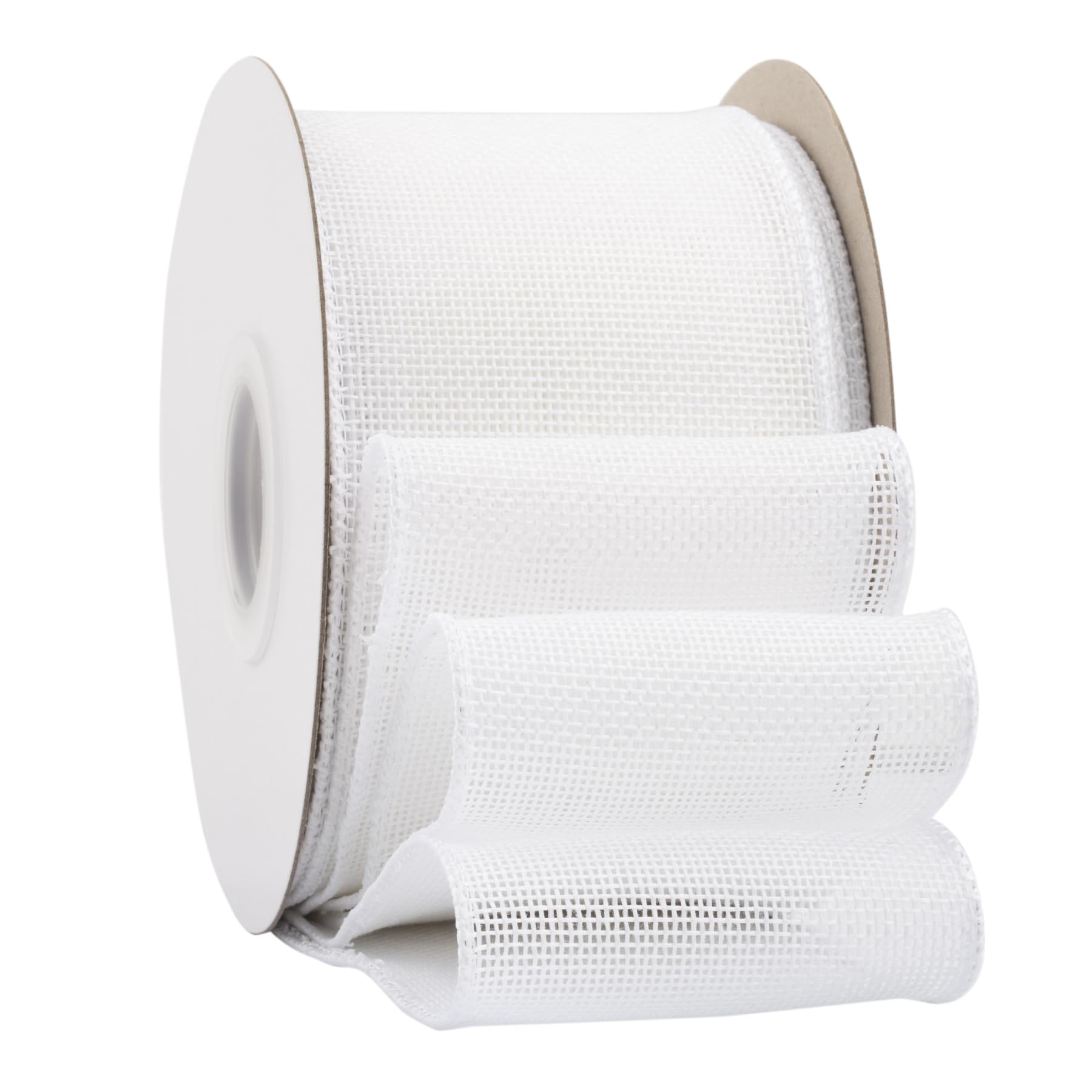 Ribbonitlux White Burlap Wired Ribbon, 75mm x 18 Meters, Wired Edge Burlap Ribbon for Gift Wrapping, Big Bow, Wreath, and Christmas Tree Decoration