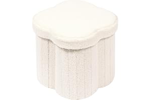 B FSOBEIIALEO Storage Ottoman Cube, Flowers Shaped Ottomans with Storage Foot Stool Footrest for Lving Room, Boucle Ottoman Seat for Dorm Room,Faux Teddy Fur,White 12.6"x12.6"x12.6"