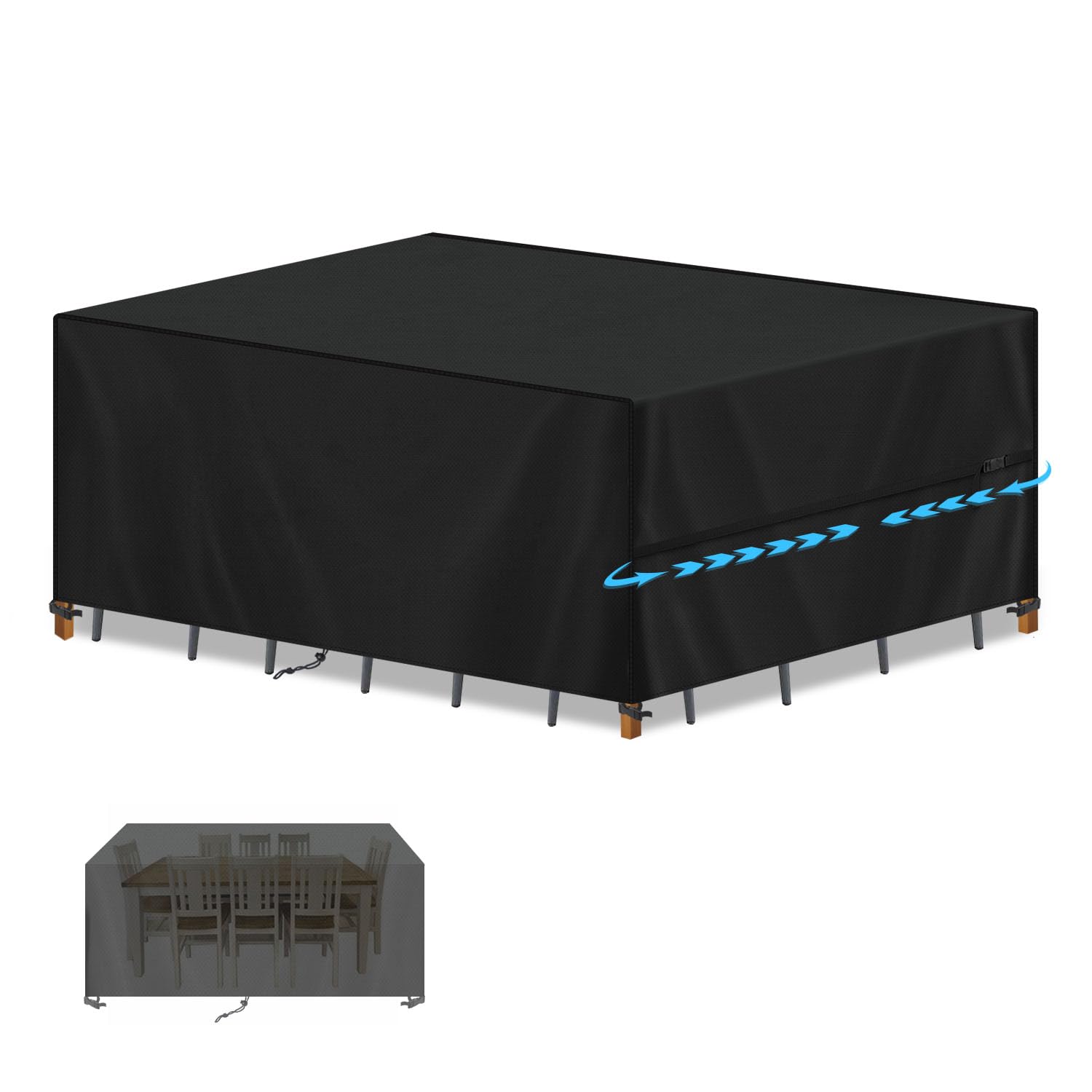 SIMPHAUS Garden Furniture Covers for Winter Covers for Outdoor Furniture Covers Garden Table and Chairs Cover Waterproof Garden Set Cover Windproof 420D Oxford Fabric 230x130x95cm