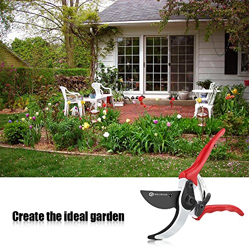 wsiiroon Pruning Shears Sharp Bypass Garden Pruning Tools, High Carbon Steel Blade, Ergonomic Angled Design, Durable, Comfortable, Best Hand Pruner for The Garden