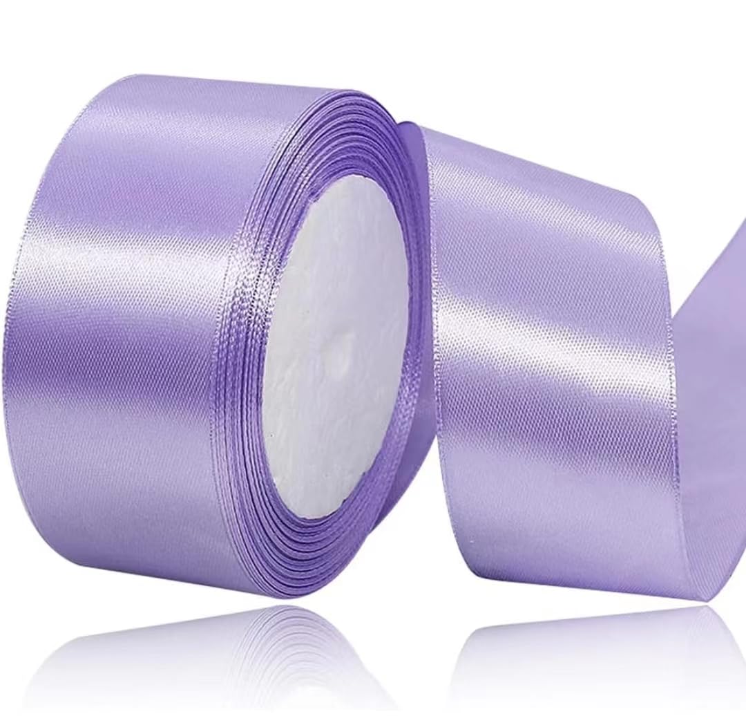 Light Purple Ribbon 40mm for Christmas Party Decorations，23 Meters Light Purple Satin Ribbon for Gift Wrapping, Crafting, Wedding Party, Hair Bows, Floral Bouquets, Anniversaries，Baby Showers