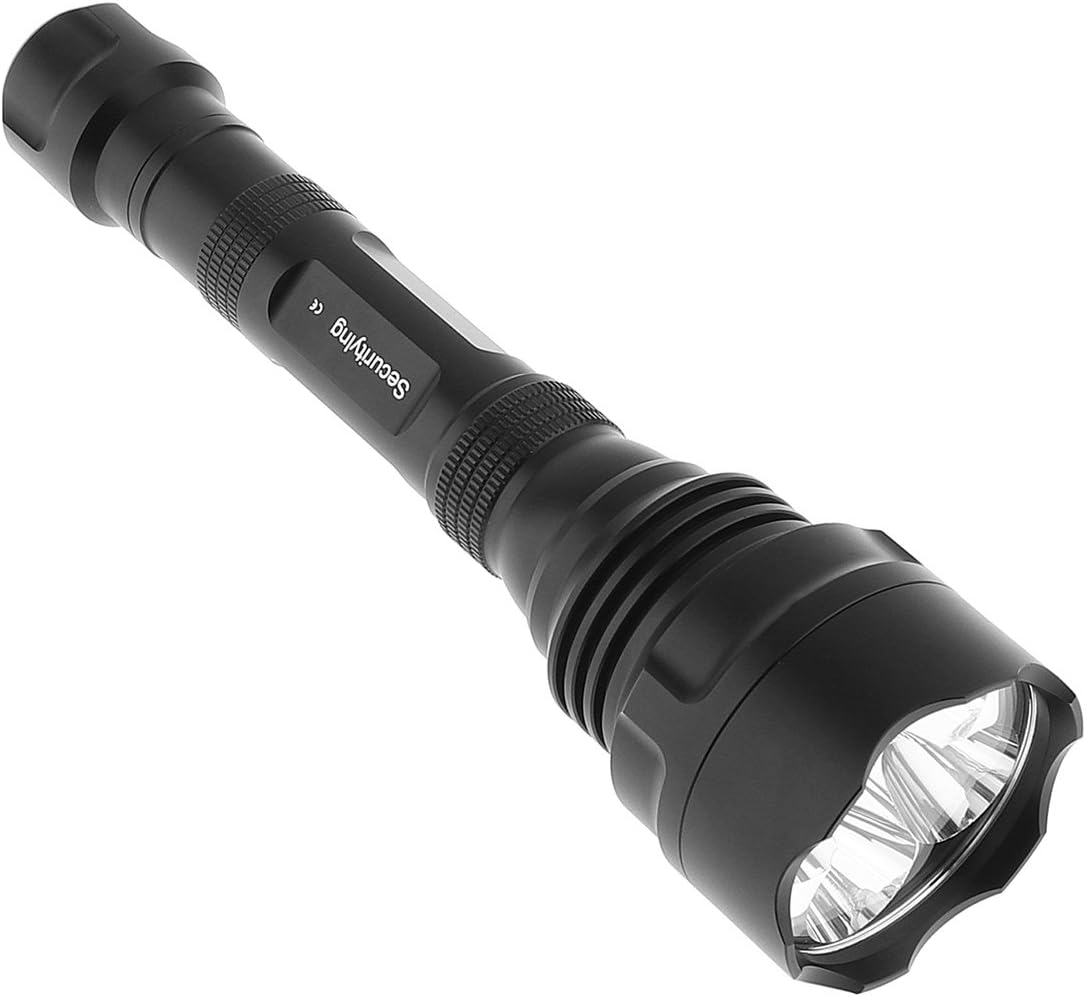 SecurityIng 1500 Lumens 5 CREE XR-E Q5 LED Flashlight, Water Resistant 10W 5 Light Modes Torch for Household/Outdoor Activities/Gift-Giving(18650 Batteries Not Included) (Black)