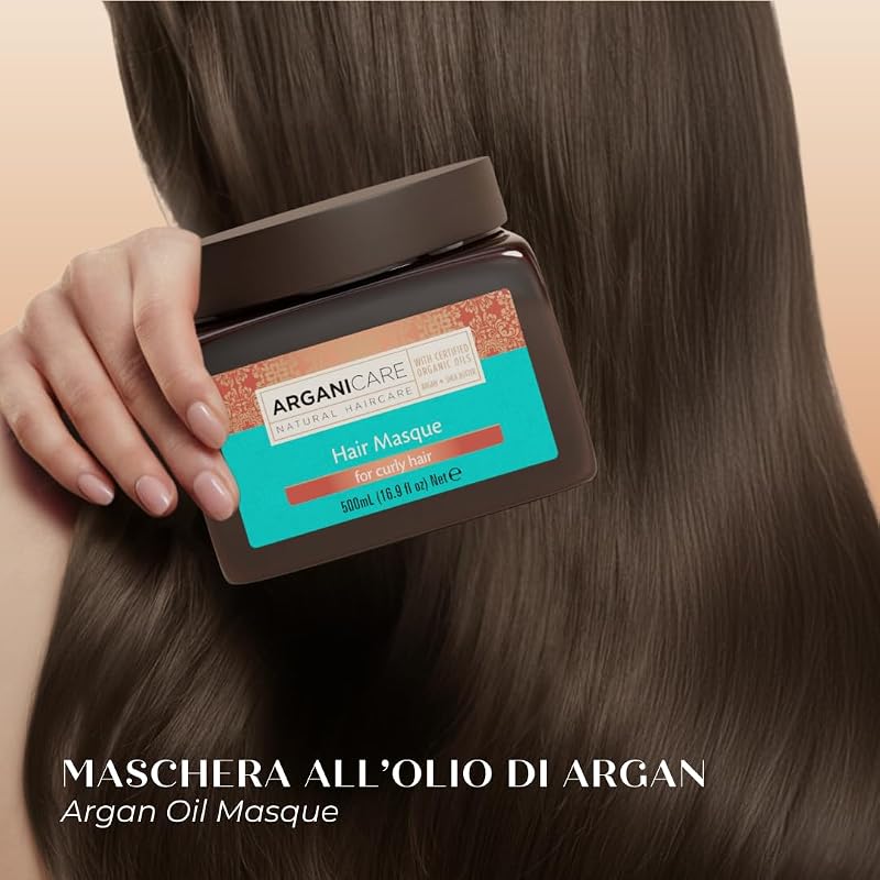 Maschera Capelli Ricci 500 ml, trattamento nutriente e disciplinante per definire i ricci, aiuta a ridurre il crespo e a migliorare morbidezza e pettinabilità, uso dopo shampoo
