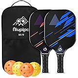 niupipo Pickleball Paddles, Lightweight Pickleball Rackets w/Fiberglass Surface,Fiberglass Pickleball Paddles Set with 4 Pick