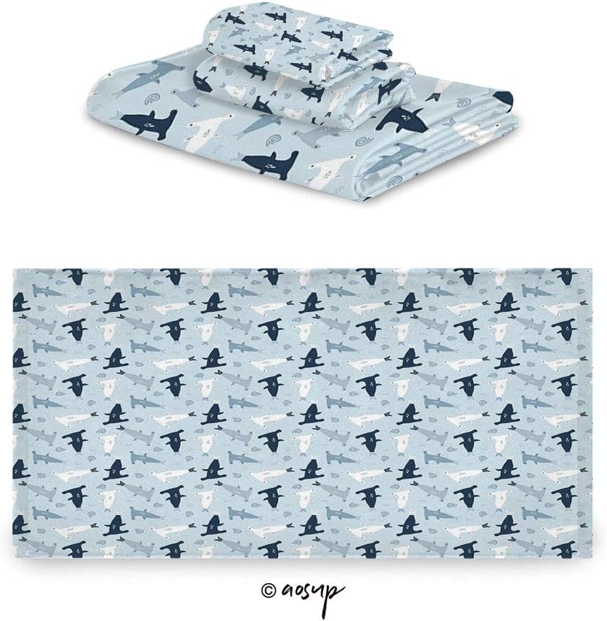 Homenon 3 Piece Towel Set, Hammerhead Shark Continuous Undersea Marine Super Soft, Heavy Weight & Absorbent, Included Bath Towel Hand Towel Facial Towel