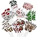 Amosfun 72PCS Christmas Cupcake Toppers,11x5cm Cake Decoration Santa Claus Tree Snowman Sock Candy Theme Party Cake Toppers Picks Christmas Decoration Supplies