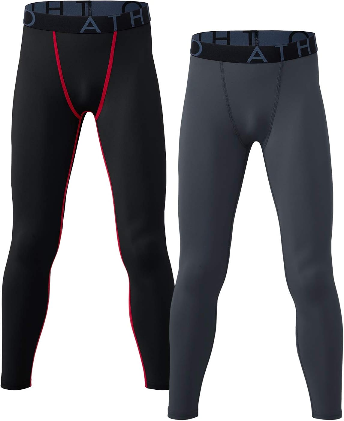 ATHLIO 1 or 2 Pack Boy's UPF 50+ Compression Pants Baselayer, Cool Dry Active Running Tights, 4-Way Stretch Workout Leggings: Clothing