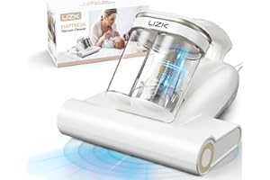 UZK Bed Vacuum Cleaner Mattress Vacuum Cleaner,16Kpa Powerful Handheld Vacuums with UV-C Light & Double Dust Cup & High Heating & Ultrasonic & Anion for Bed Sofa