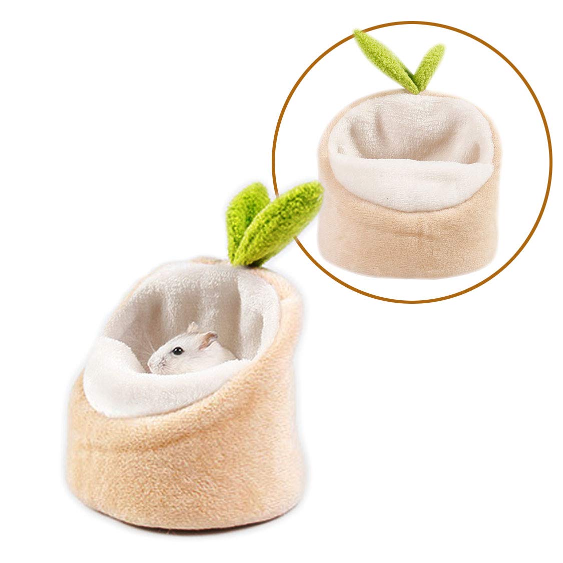PAPIEEED Soft Small Pet Bed, Hamster Nest Pouch Cute Mouse House Hammock Sugar Glider Hideout Cage Accessories, Bedding for Gerbil Degu Golden Bear Hedgehog