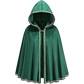 AGCOAH Adult Women Medieval Renaissance Hooded Cape Women Velvet Short Lace Cloak Victorian Halloween Witch Cosplay