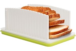 BONDREAM Manual Bread Slicer for Homemade Bread,Plastic Bread Slicing Guide Adjustable Slicing Width,Foldable Bread Cutting Guide with Tray for Bread,Bagel, Bun,Sourdough,Cake