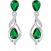 FANCIME Gift for Women Birthstone Earrings for Her Teardrop Birthstone Earrings S925 Sterling Silver infinity Love Birthday Gifts for Mom Women