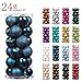 KI Store 24ct Christmas Ball Ornaments Shatterproof Christmas Decorations Tree Balls Small for Holiday Wedding Party Decoration, Tree Ornaments Hooks Included 1.57” (40mm Midnight Blue)