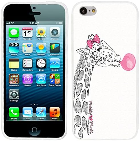 iPhone 5c Case Cool Cute,ChiChiC 360 Full Protective Anti Scratch Slim Flexible Soft TPU Gel Rubber Clear Cases Cover with Design for iPhone 5c,Cute Cartoon Animal Giraffe with Pink Bubble Gum