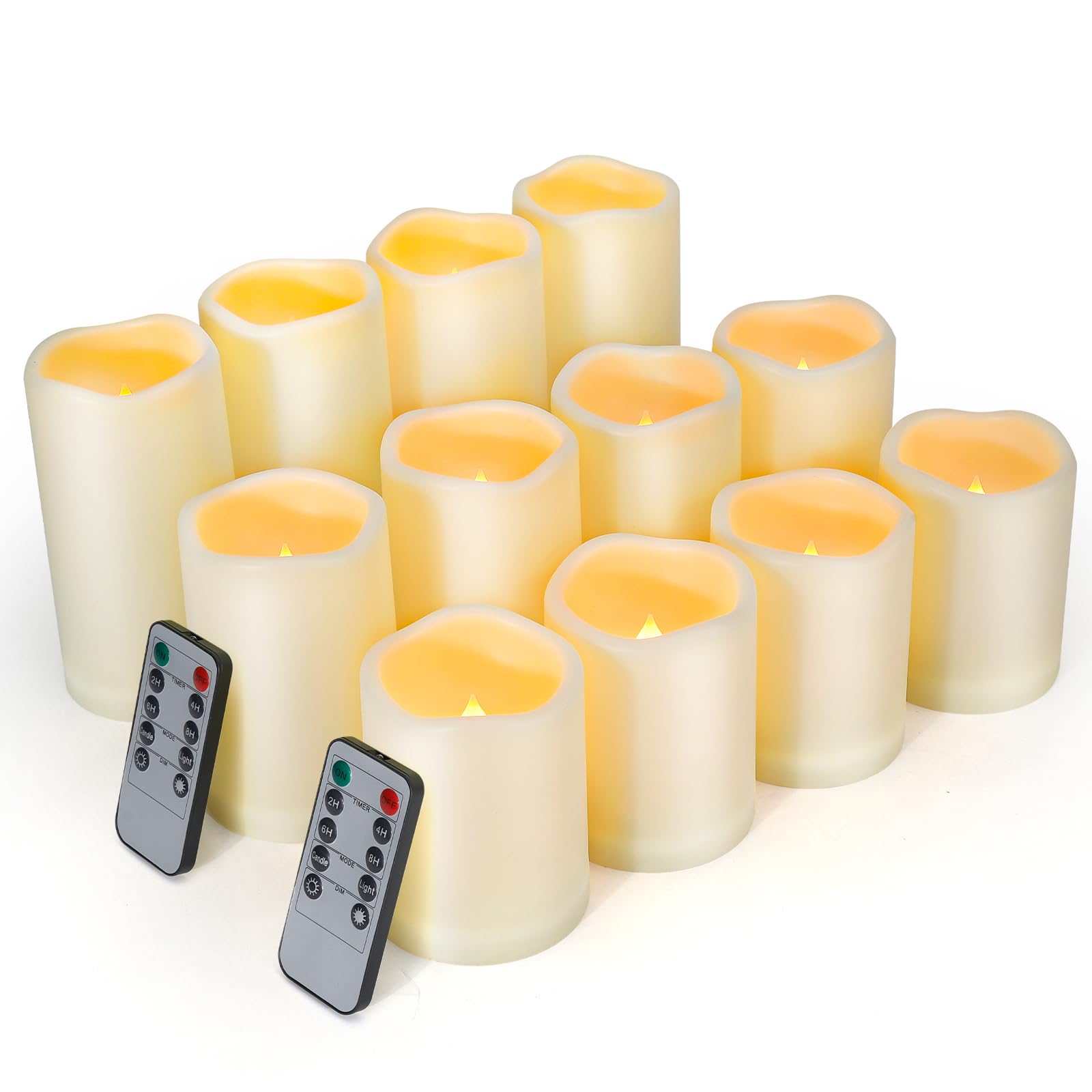 Photo 1 of Enido Flameless Candles LED Candles Candles(D: 3" x H: 4" 5" 6") Battery Operated Outdoor Waterpoof Plastic Pack of 12 Pillar