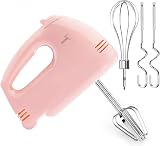 Leaflai Hand Mixer CX6610-PK Electric Cake Whisk with 4 Stainless Accessories