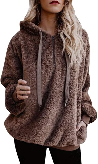 Ieason Women Top Women Warm Fluffy Winter Top Hoodie Sweatshirt