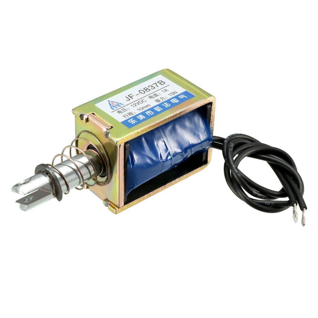 sourcingmap 12VDC 15N 10mm Stroke Pull Push Solenoid Electromagnet Open Frame Type Linear Motion JF-0837B 1pcs