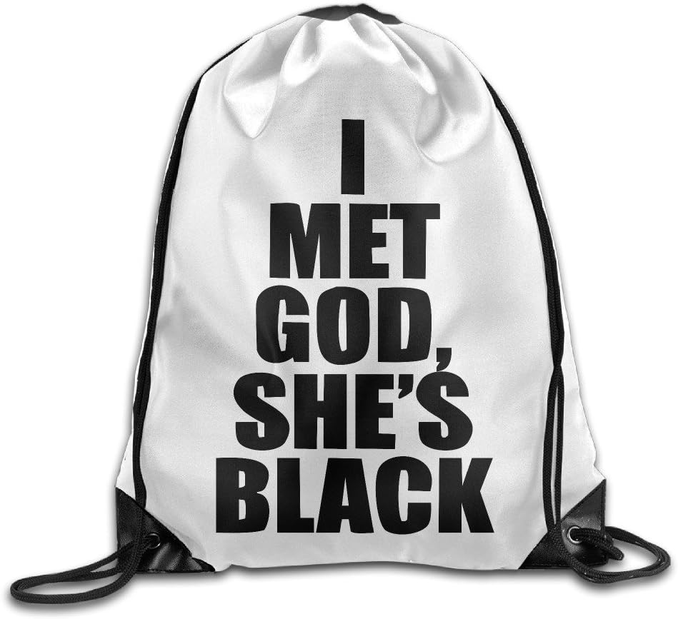 I Met God, She's Black Cherished Unisex Drawstring Hiking Backpack Hiking Backpacks Graphic Print