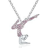 CEMOTY Gymnastics Necklaces for Teen Girls,Gymnastics Gifts for Girls,Cute Sport Ballerina Pendant Necklace Jewelry Birthday Christmas Gifts